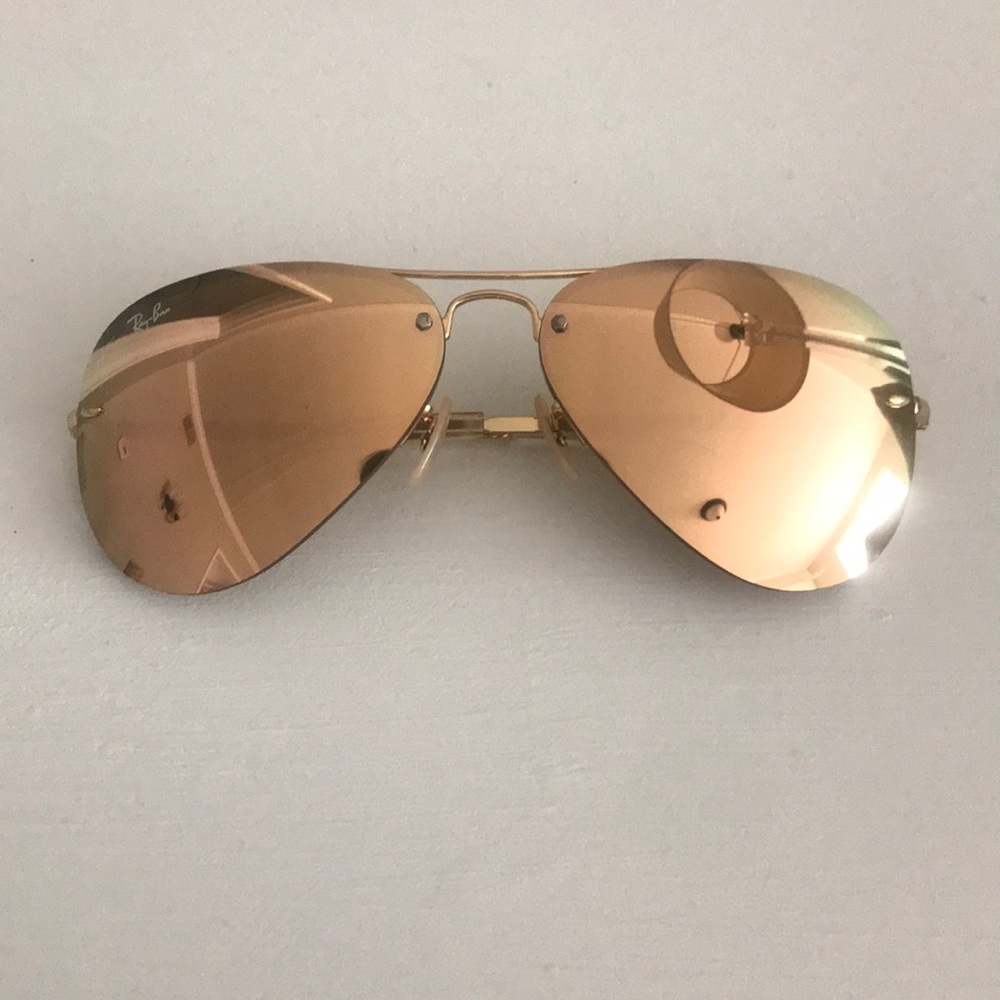 Ray Ban RB 3449 Gold Mirror Aviator Sunglasses